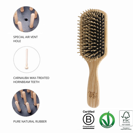 Large Brush with Long Hornbeam Wooden Pins | Long & Thick Hair
