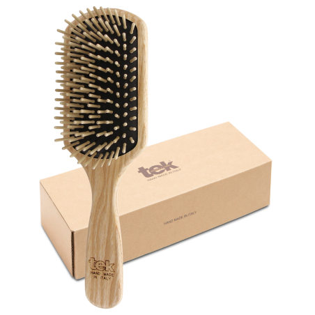 Rectangular Hair Brush with Short Hornbeam Wood Pins | For Short to Medium Hair