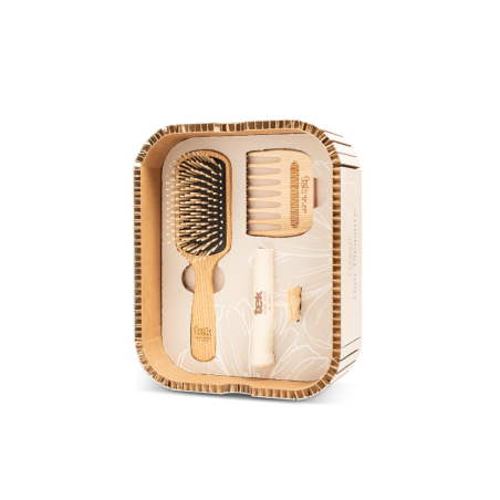 Hair Pleasure Set: Wooden Brush + Comb for Long Hair