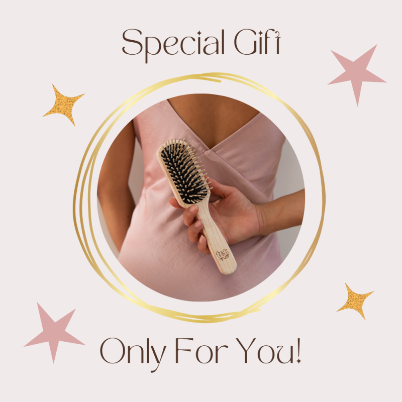 Hair Pleasure Set: Wooden Brush + Comb for Long Hair