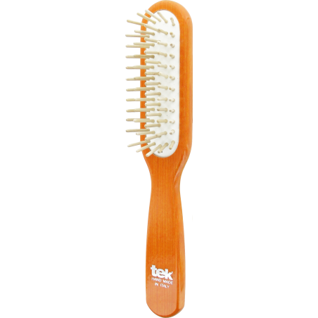 Glossy Orange Rectangular Wooden Brush | Perfect for Short Hair