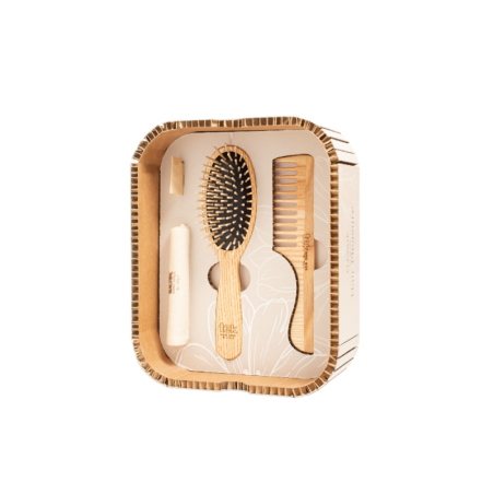 Hair Pleasure Set, Wooden Brush and Comb, Medium Hair