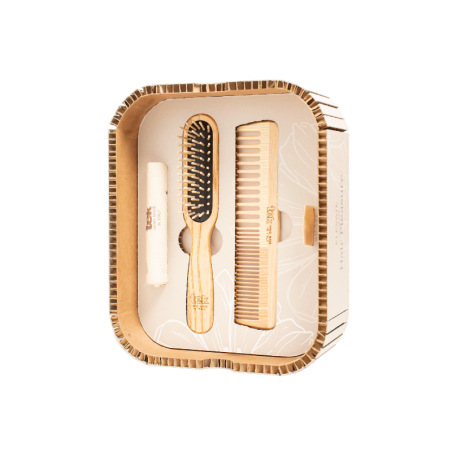 Hair Pleasure Set | Wooden Brush + Comb for Short Hair
