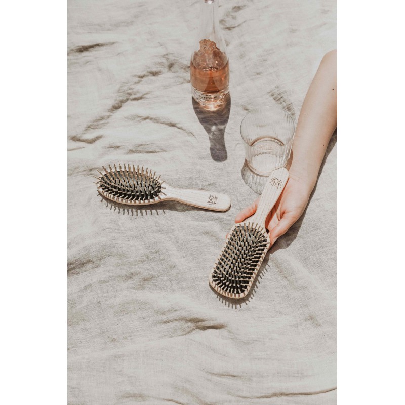 Large Oval Wooden Hair Brush with Short Pins | Tek Brushes & Combs