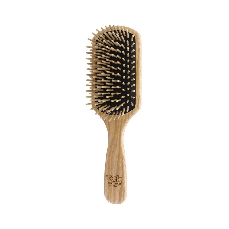 Large rectangular ash wood brush with short tooth. Suitable for long, medium-length and straight hair.