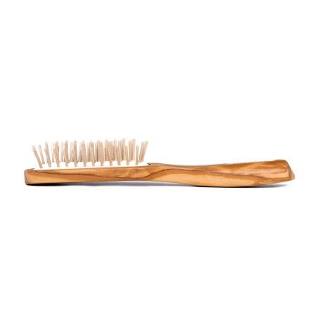 Rectangular Brush with Short Pins in Olive Wood