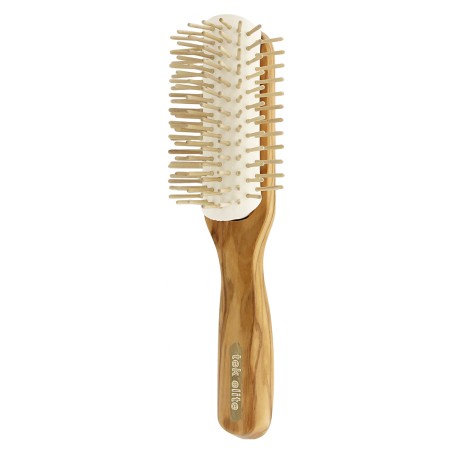 Large Pull-Apart Brush with Short Pins in Olive Wood