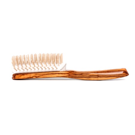 Large Pull-Apart Brush with Short Pins in Olive Wood