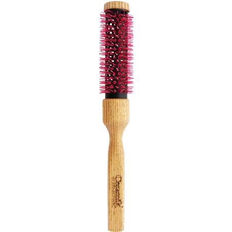Ceramic Thermal Brush Ø 0.95 in | Styling & Blow-Drying for Medium Hair, Natural Wood Handle