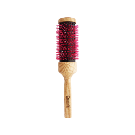 Ceramic Thermal Brush Ø 1.65 in | Styling & Blow-Drying for Very Long Hair, Natural Wood Handle