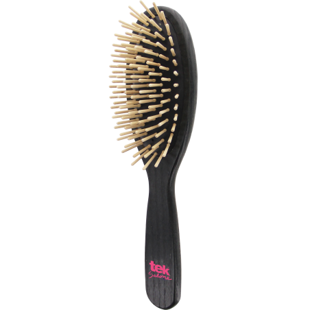 Black Wooden Oval Brush with Short Teeth | For Short, Medium & Fine Hair