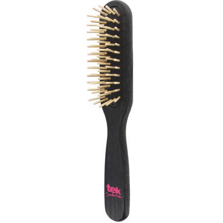 Black Wooden Paddle Brush with Short Teeth | For Short & Fine Hair