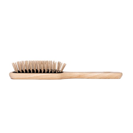 Small Rectangular Hair Brush with Short Hornbeam Wood Pins | For Short Hair