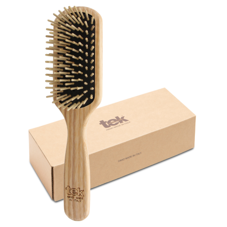 Small Rectangular Hair Brush with Short Hornbeam Wood Pins | For Short Hair