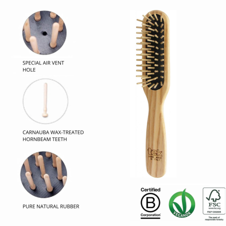 Small Paddle Brush with Short Bristles in Hornbeam Wood | For Short Hair