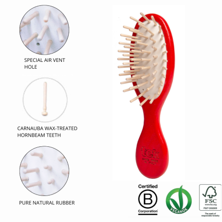 Red Mini Oval Hair Brush | Gentle on Scalp & Hair