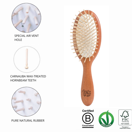 Oval Mahogany Brush with Long Pins