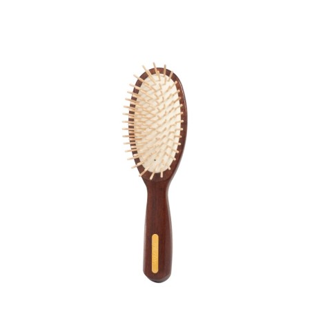 Large Oval Brush with Short Pins in Ovangkol Wood