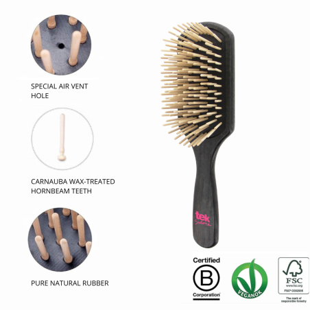 Black Wooden Paddle Brush with Long Teeth | For Long & Thick Hair