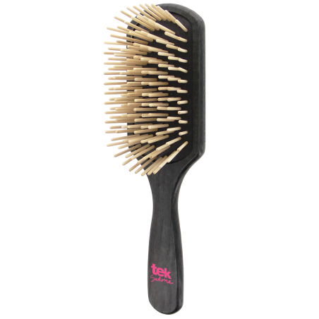Black Wooden Paddle Brush with Long Teeth | For Long & Thick Hair